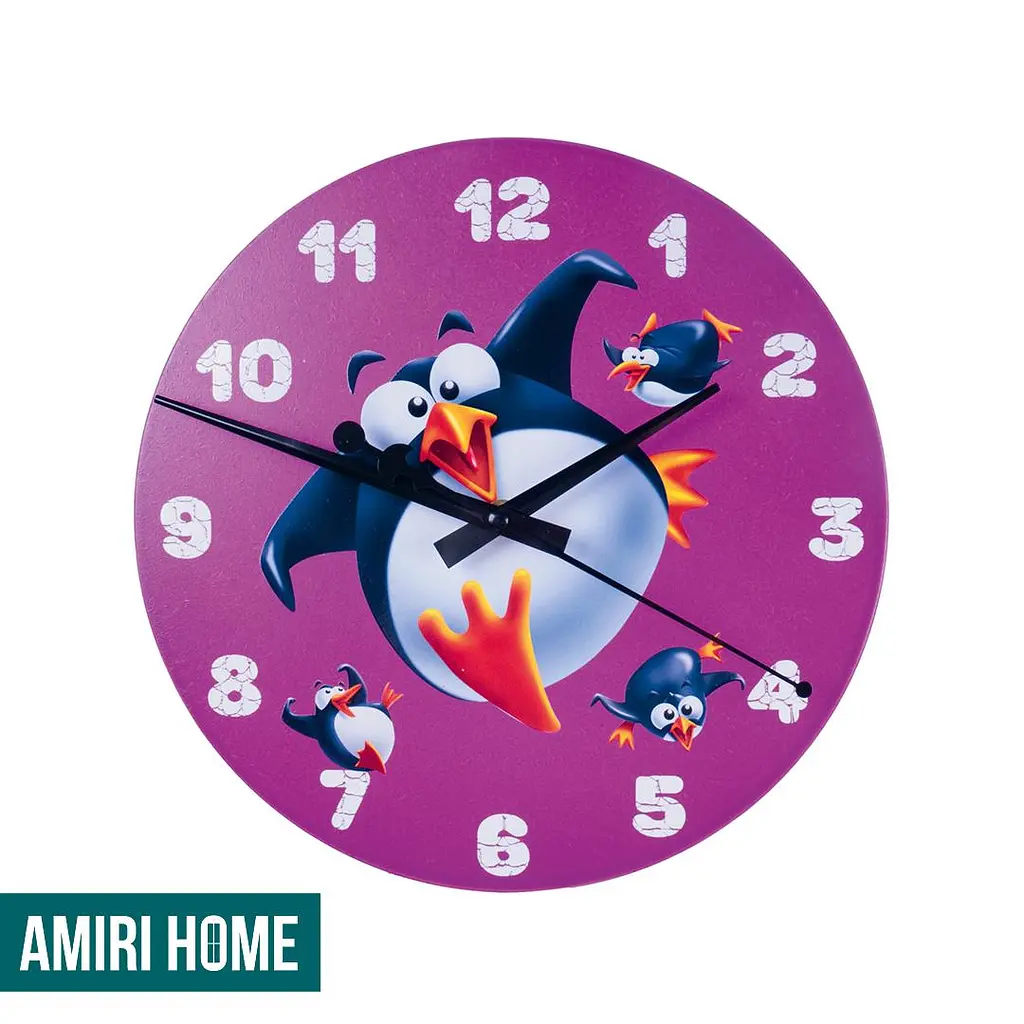 Настінний годинник AMIRI HOME Пінгвін 28 см. безшумний без скла (VG1004)