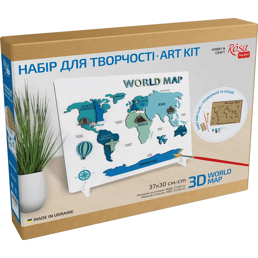 Картина 3D Rosa Talent World Map МДФ 30.5х37.5 см (4823098540014) - фото 2