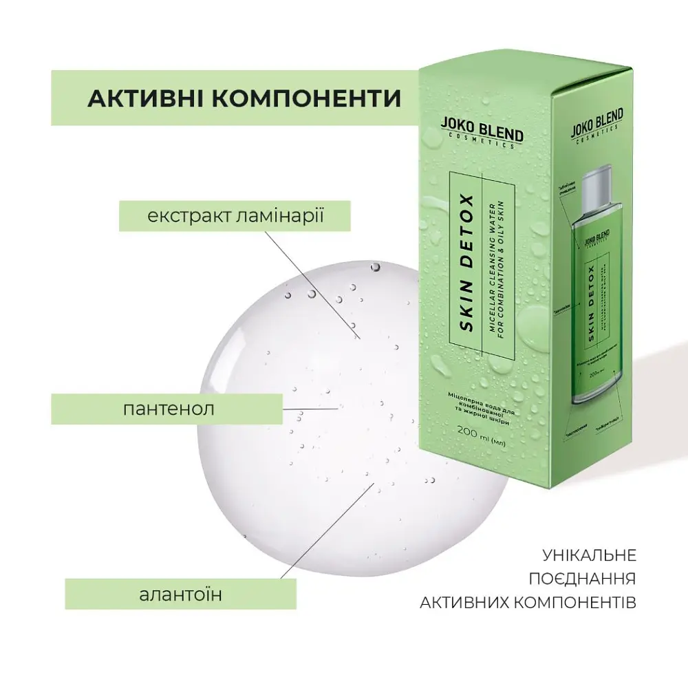 Міцелярна вода для комбінованої та жирної шкіри Skin Detox Joko Blend 200 мл - фото 6