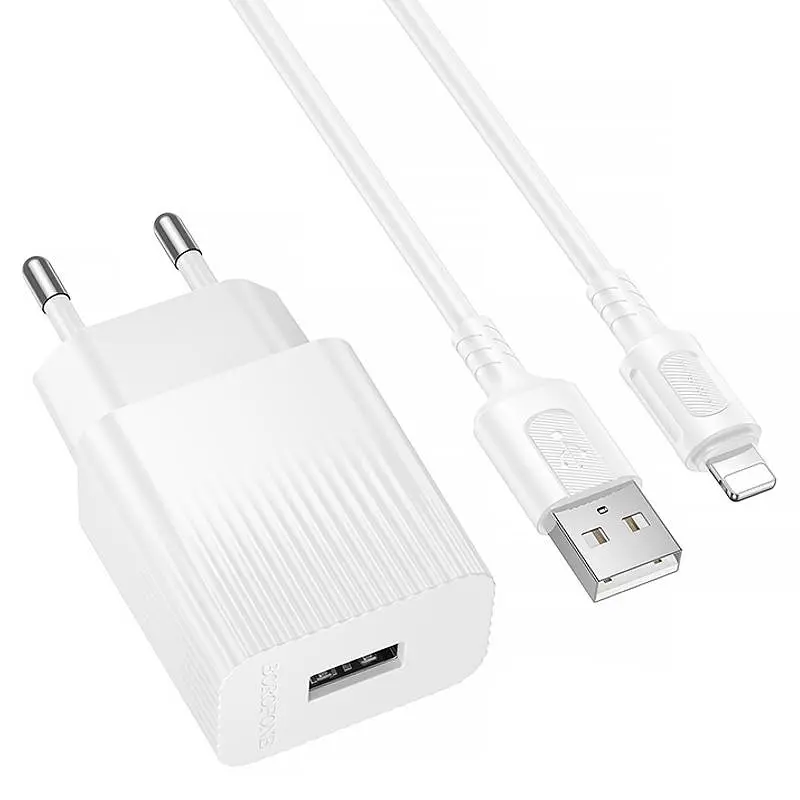 СЗУ Borofone BAS71A Source 10.5W (1USB-A) + кабель USB to Lightning White - фото 2
