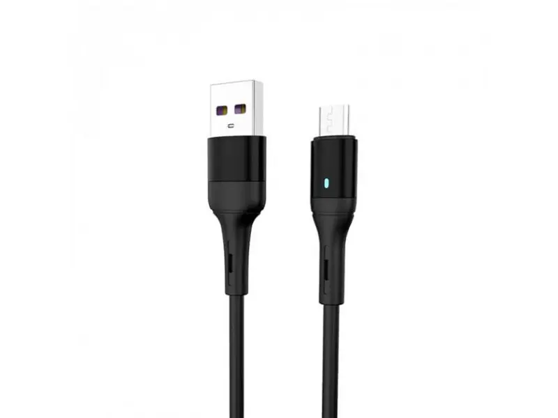 Кабель SkyDolphin S06V LED Smart Power USB - microUSB 1м, Black (USB-000559)