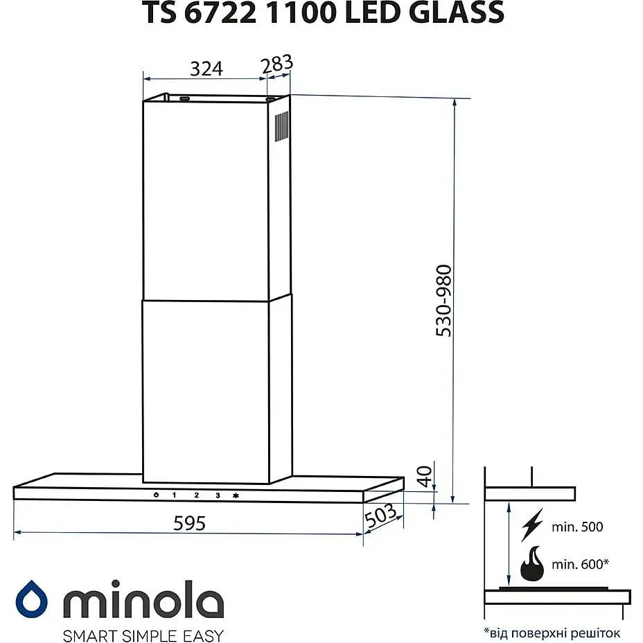 Вытяжка Minola TS 6722 BL 1100 LED Glass - фото 12