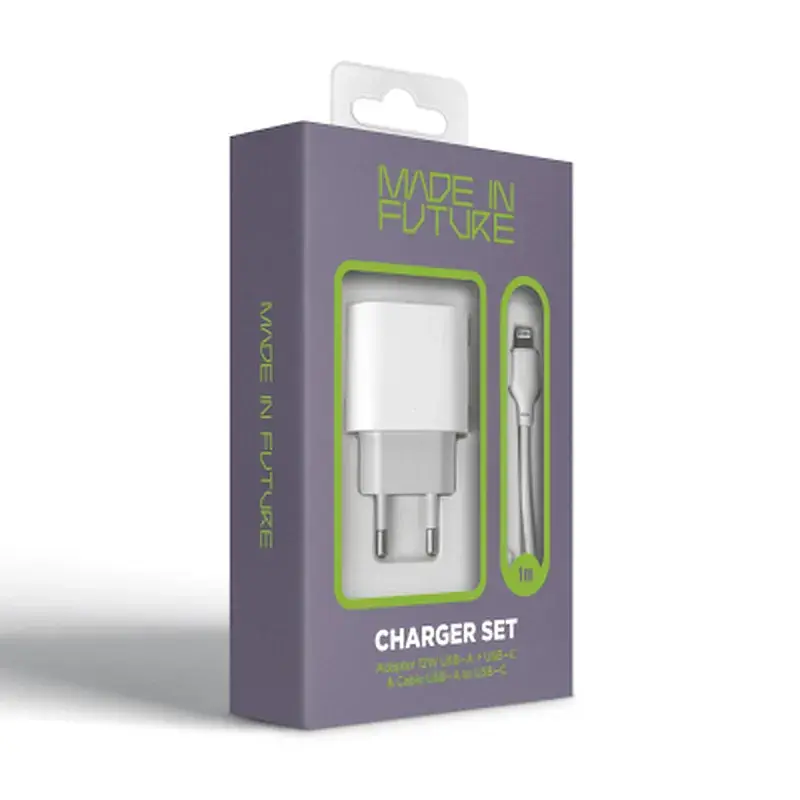 Зарядний пристрій MadeInFuture MFS12 12W 1xUSB-A + 1xUSB-C + cable USB-A to Lightning White (MIF82823) - фото 7