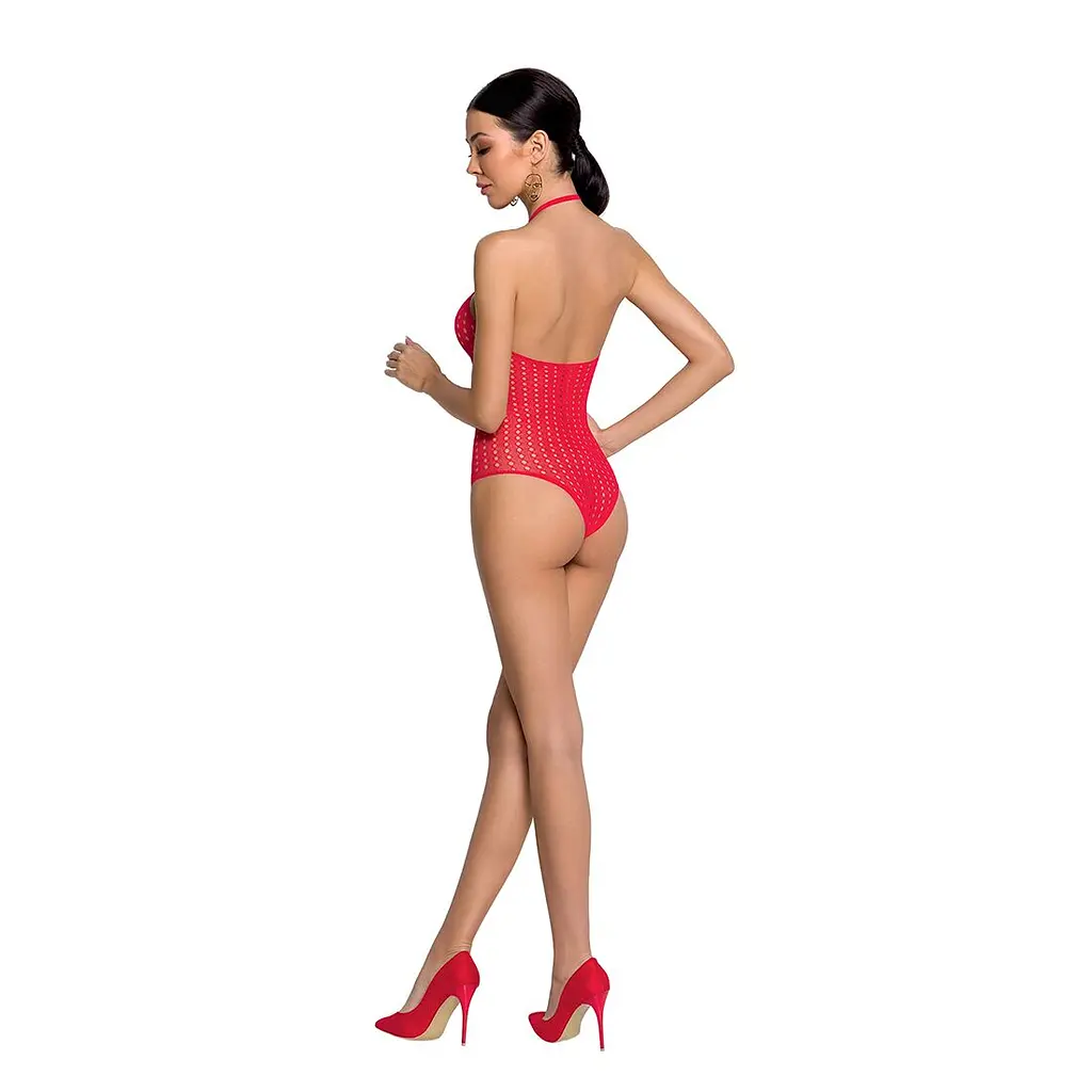 Бодістокінг з декольте Passion BS088 red, імітація корсетної шнурівки - фото 4