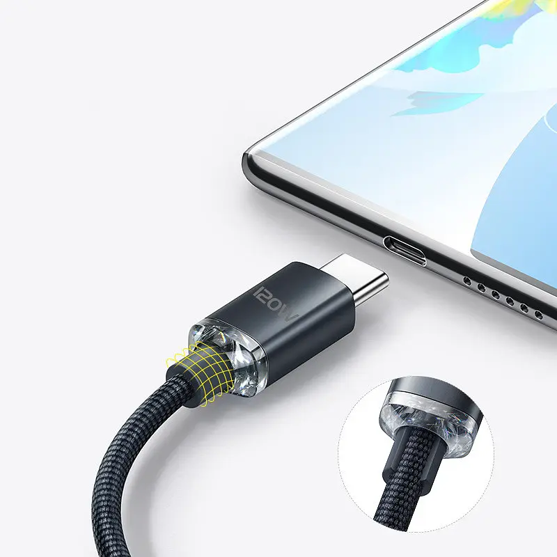 Кабель швидкого заряджання та передачі даних Digital PD Type-C до Type-C 120W 6A 2 м Сірий (Type-C2m120WS) - фото 9