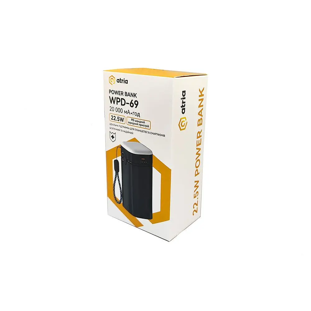 Павербанк ATRIA Black 20 000 mAh / 22.5 Вт (WPD-69B) - фото 5