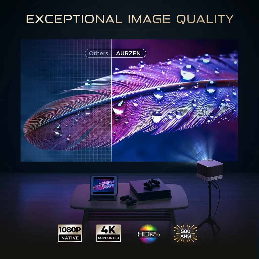 Проектор Aurzen Boom 3 Full HD 500 ANSI Lm 16:9/4:3 HDMI Android With Web OS Wifi 5 чорний (F503 FCC) - фото 4