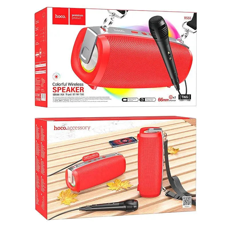 Портативна акустика Hoco Gallant outdoor TWS BT speaker BS55 червона - фото 3