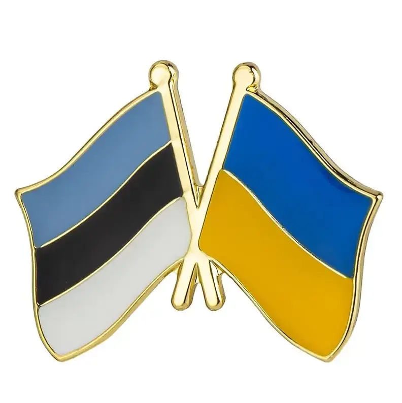 Подвійний значок-пін «Україна – Естонія» 25 × 19 мм (00099)