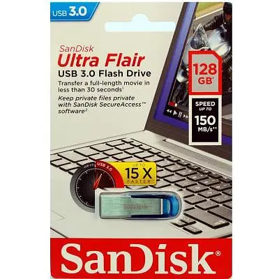 USB флеш накопичувач SanDisk 128GB Ultra Flair Blue USB 3.0 (SDCZ73-128G-G46B) - фото 6