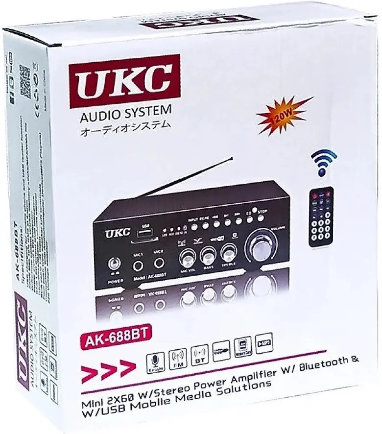 Підсилювач звуку UKC AK-688BT Bluetooth Караоке 2-канальний 2x30W Black - фото 5