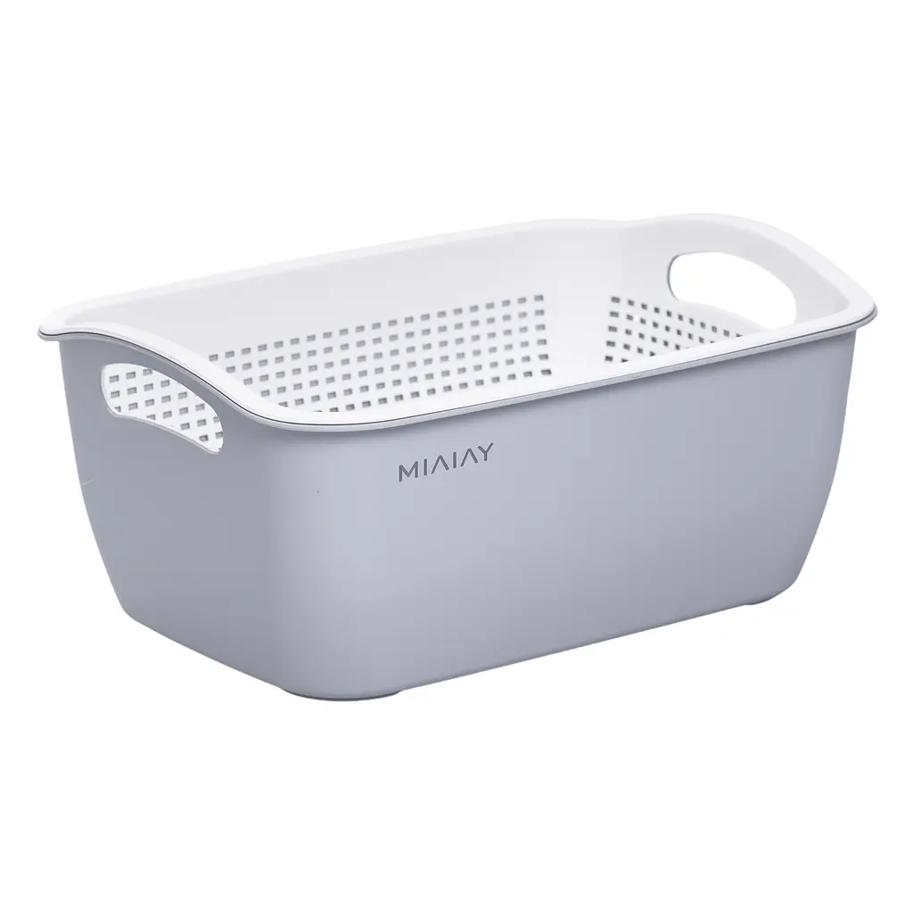 Кошик для миття овочів та фруктів Yiwu пластиковий 29.5х21х11 см сірий HP-45-6G - фото 3