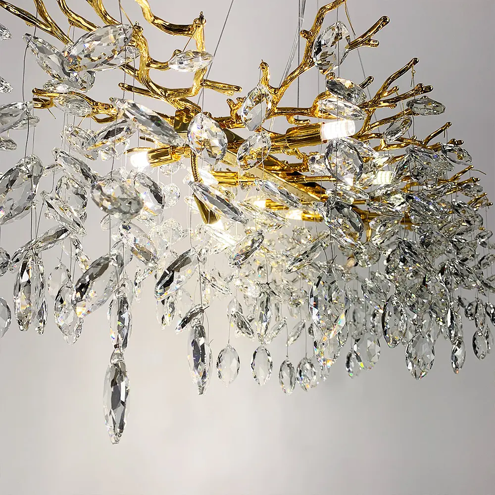 Удлиненная золотая люстра DIAMINA с хрустальными камнями Line.F Длина 100 см - фото 6