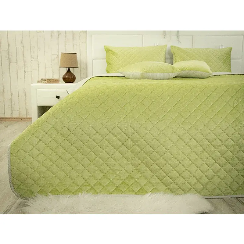 Покривало Руно двостороннє Velour Olive Green ромб 180х220 см оливкове - фото 4