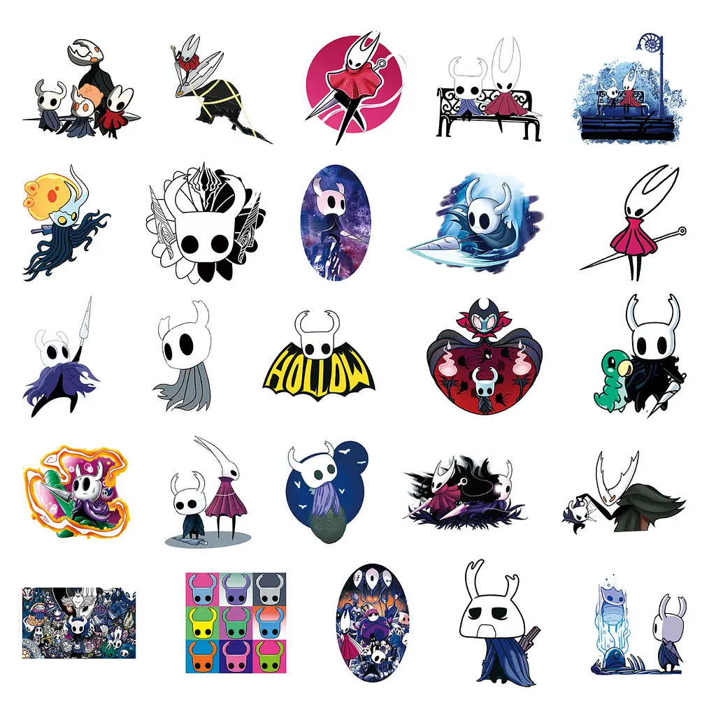 Стікерпак Порожній лицар Шовкова пісня Набір наклейок GeekLand Hollow Knight Silksong 50 штук - фото 2