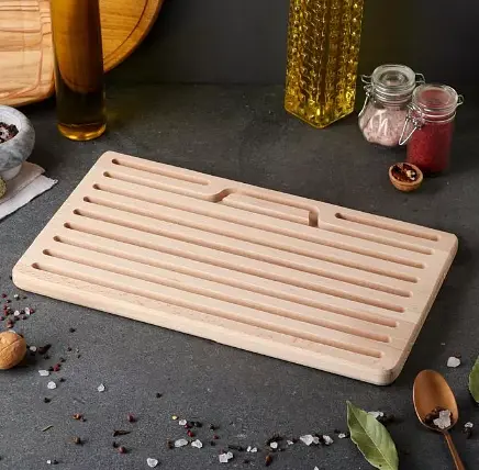 Дошка кухонна прямокутна для нарізки хліба 22 х 37 см, Wood&Steel Бежевий 83849 - фото 2