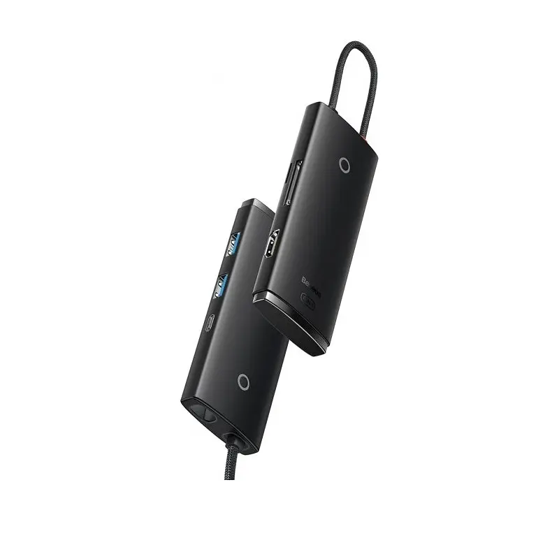 USB-хаб Baseus Lite Series 6-Port Type-C HUB Docking Station (Type-C to HDMI+USB3.0*2+Type-C Data+SD/TF) Black (WKQX050001) - фото 2