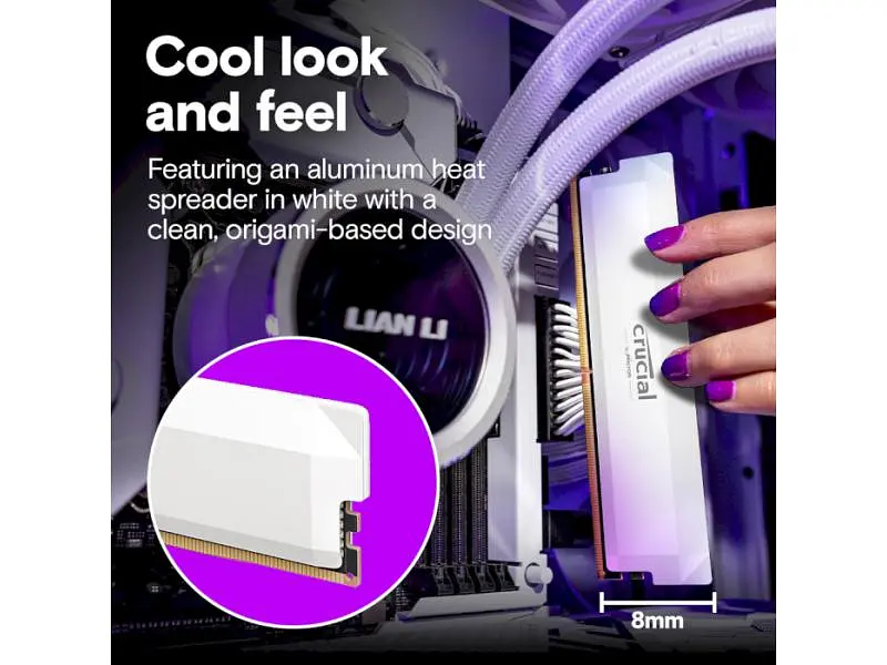 Пам'ять для настільних комп'ютерів Crucial 16 GB DDR5 6400 MHz Pro Overclocking White (CP16G64C32U5W) - фото 4