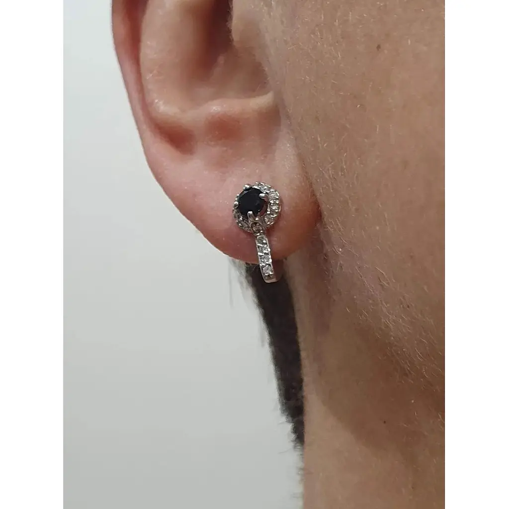 Золоті сережки Гаразд з діамантами і сапфірами. 3033353Б - фото 2