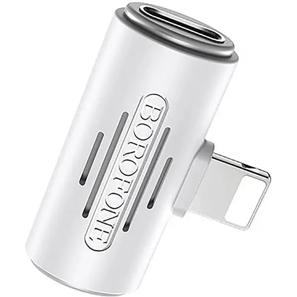 Перехідник Borofone BV6 Comfortable dual Lightning digital audio converter White - фото 2