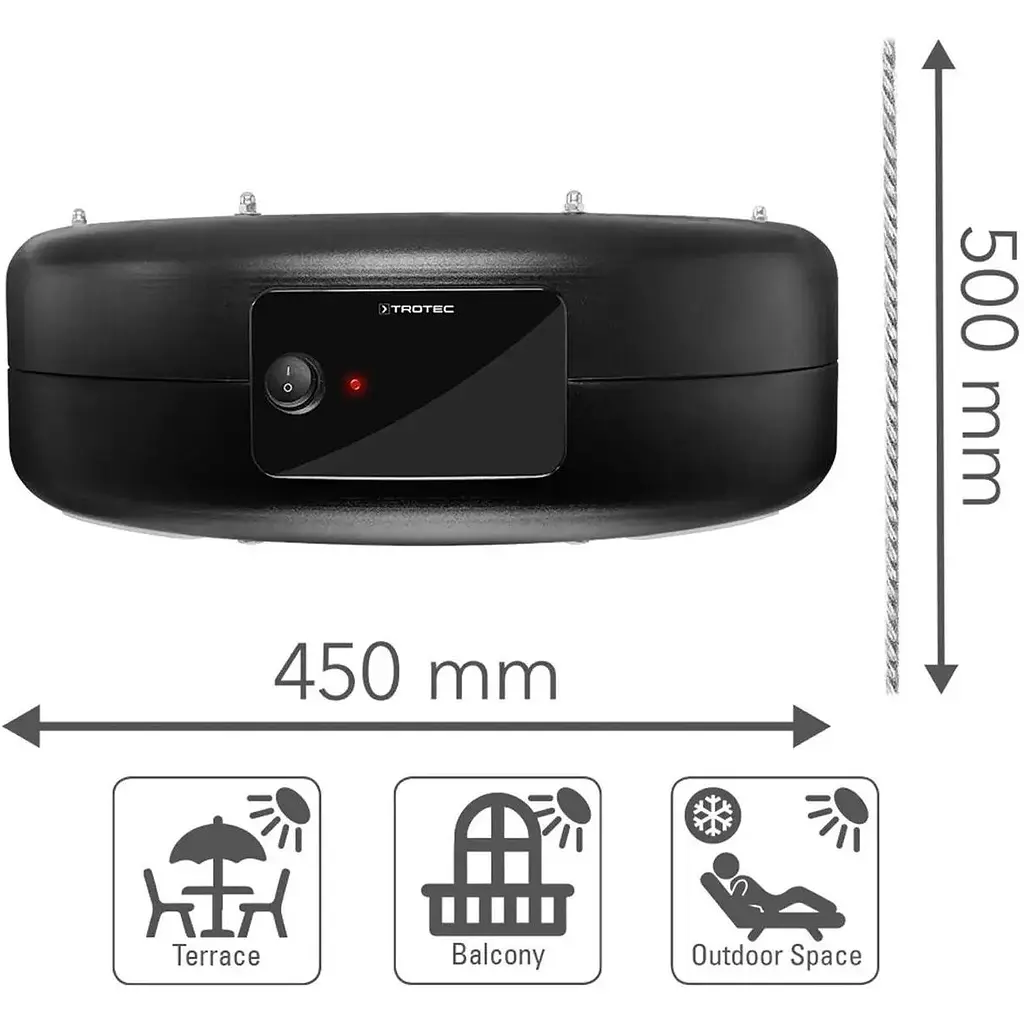 Обігрівач Trotec IR 1550 SC 1500W + LED стельовий інфрачервоний Black - фото 5