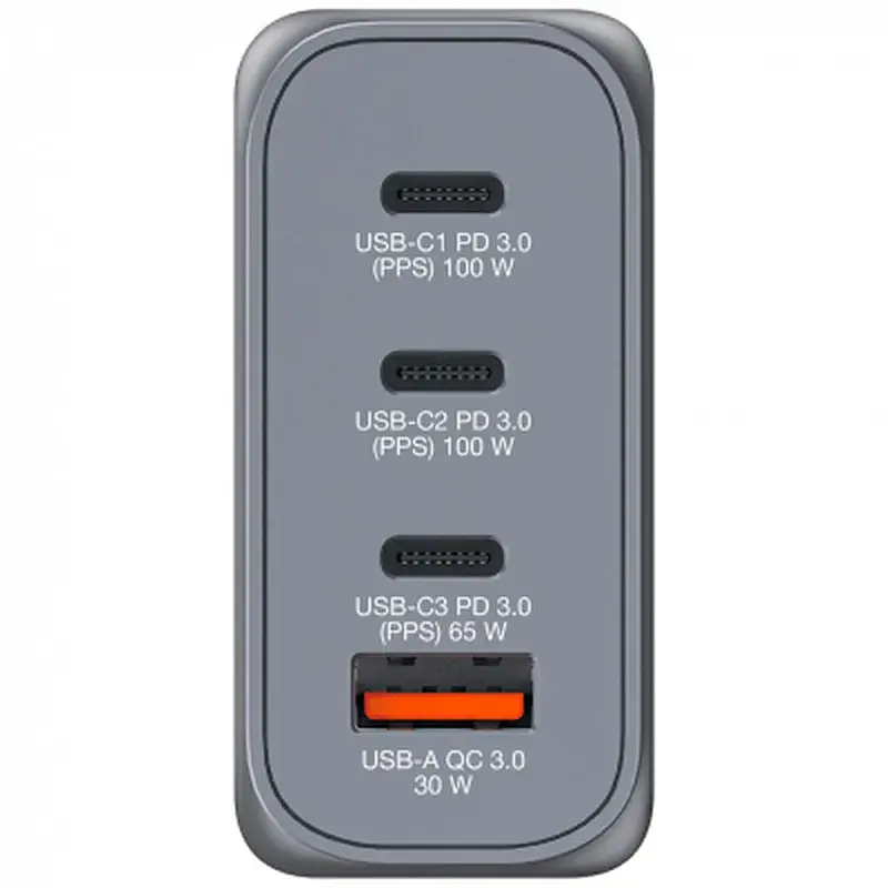 Зарядний пристрій Verbatim GaN 100 W 4 ports (2xUSB-C-100 W,USB-C 65 W /USB-A -3.0) (32202) - фото 5