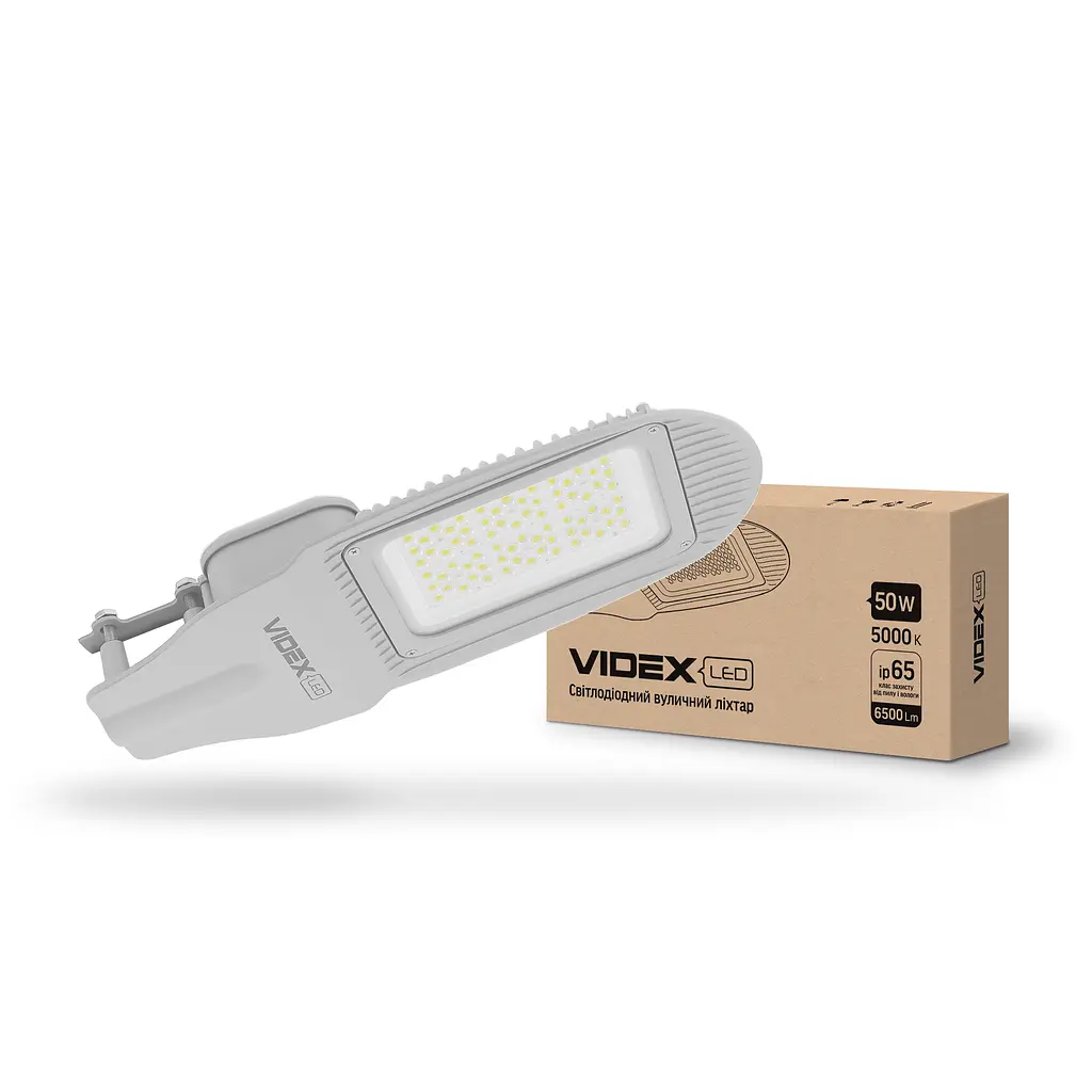 LED вуличний ліхтар VIDEX 50W 5000K Сірий VIDEX (24975-000)