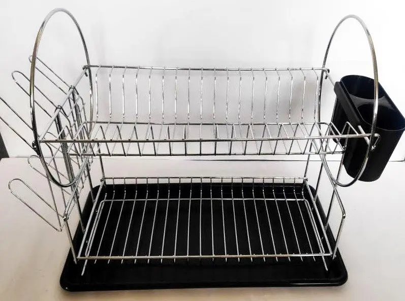 Сушилка для посуды Dish Rack WL-2605 двухъярусная с поддоном и отсеком для приборов - фото 4