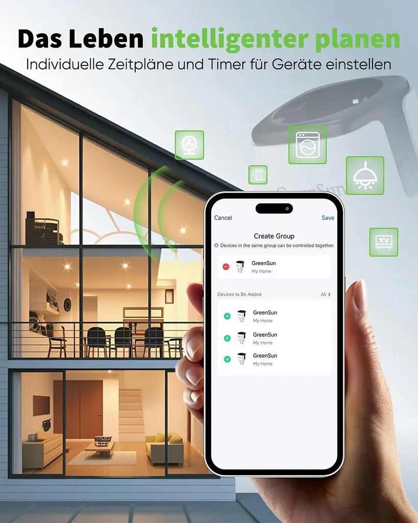GreenSun WiFi розетка-лічильник електроенергії 16A 2.4G (Smart Life), чорна - фото 5