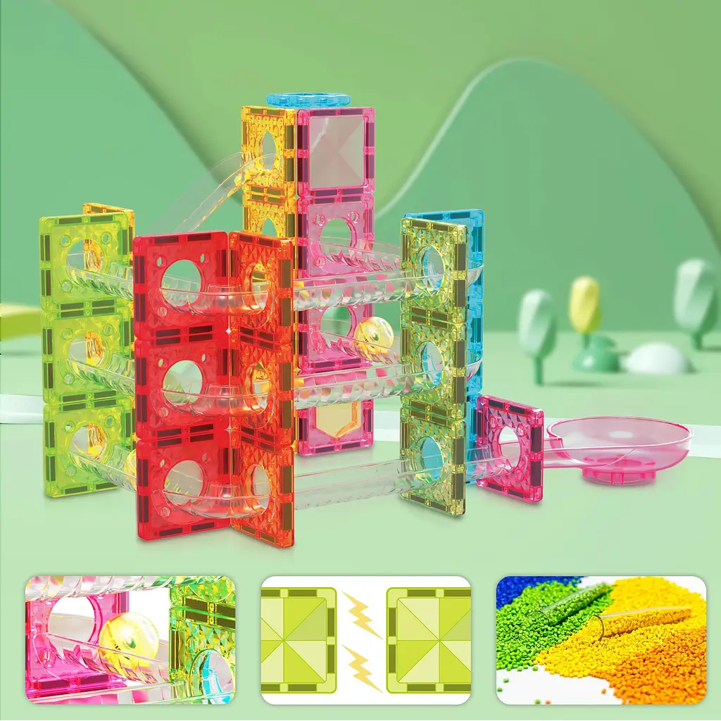 Конструктор магнитный Picasso Tiles Mini Diamond Marble Run Track Set 60 деталей (PTMG60) - фото 7