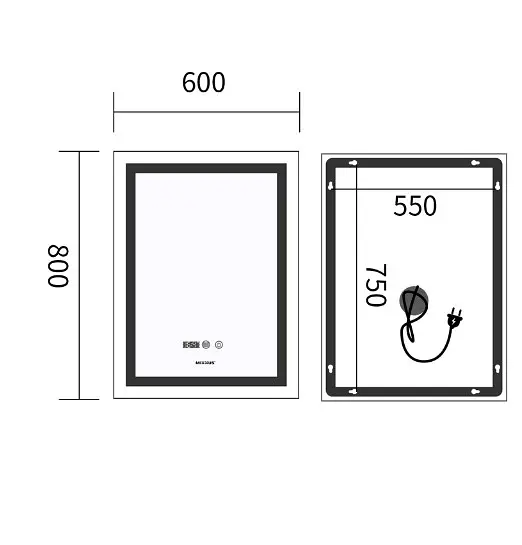 Дзеркало Mixxus Premium FLASH MR21-60x80 (LED Touch, Anti-fog, годинник) (MP6617) - фото 5