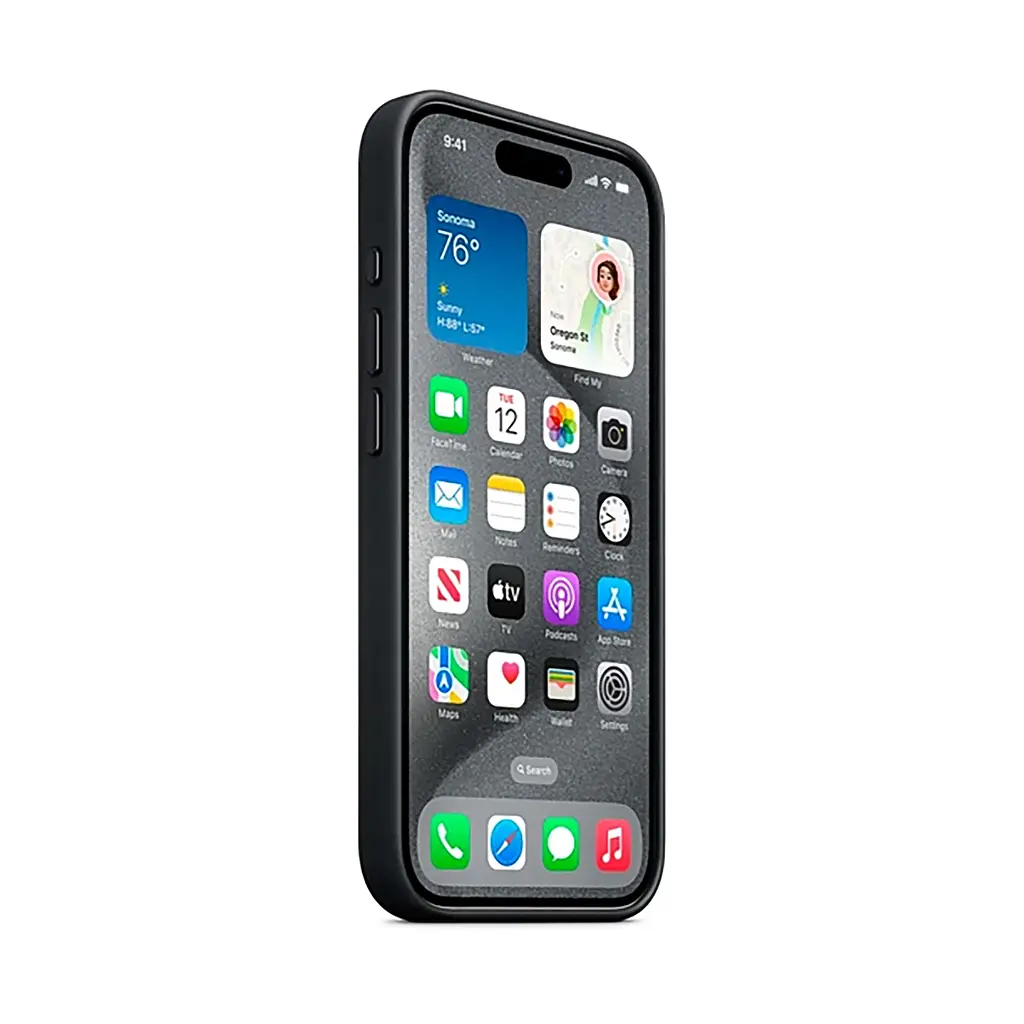 Чехол для Apple iPhone 15 Pro, FineWoven Case with MagSafe, черный, защитная накладка из материала FineWoven, противоударный, для iPhone, защита всего корпуса, поддержка беспроводной зарядки и MagSafe, (ARM71982) - фото 3