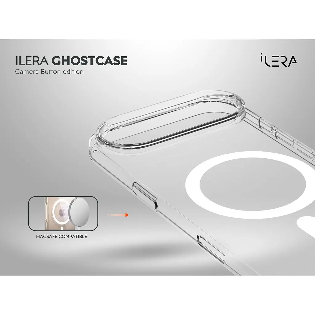 Чохол iLera GhostCase Camera Button with MagSafe для Apple iPhone Air Transparent (ILGCAClCaBk17Air) [150398] - фото 6