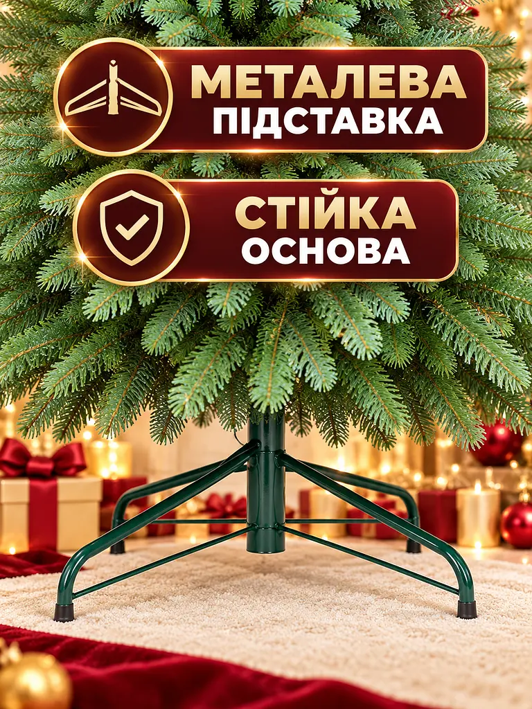 Лита штучна ялинка ТЗ23 Сільва 230 см з густою хвоєю на металевій підставці, зелена (49676497) - фото 5