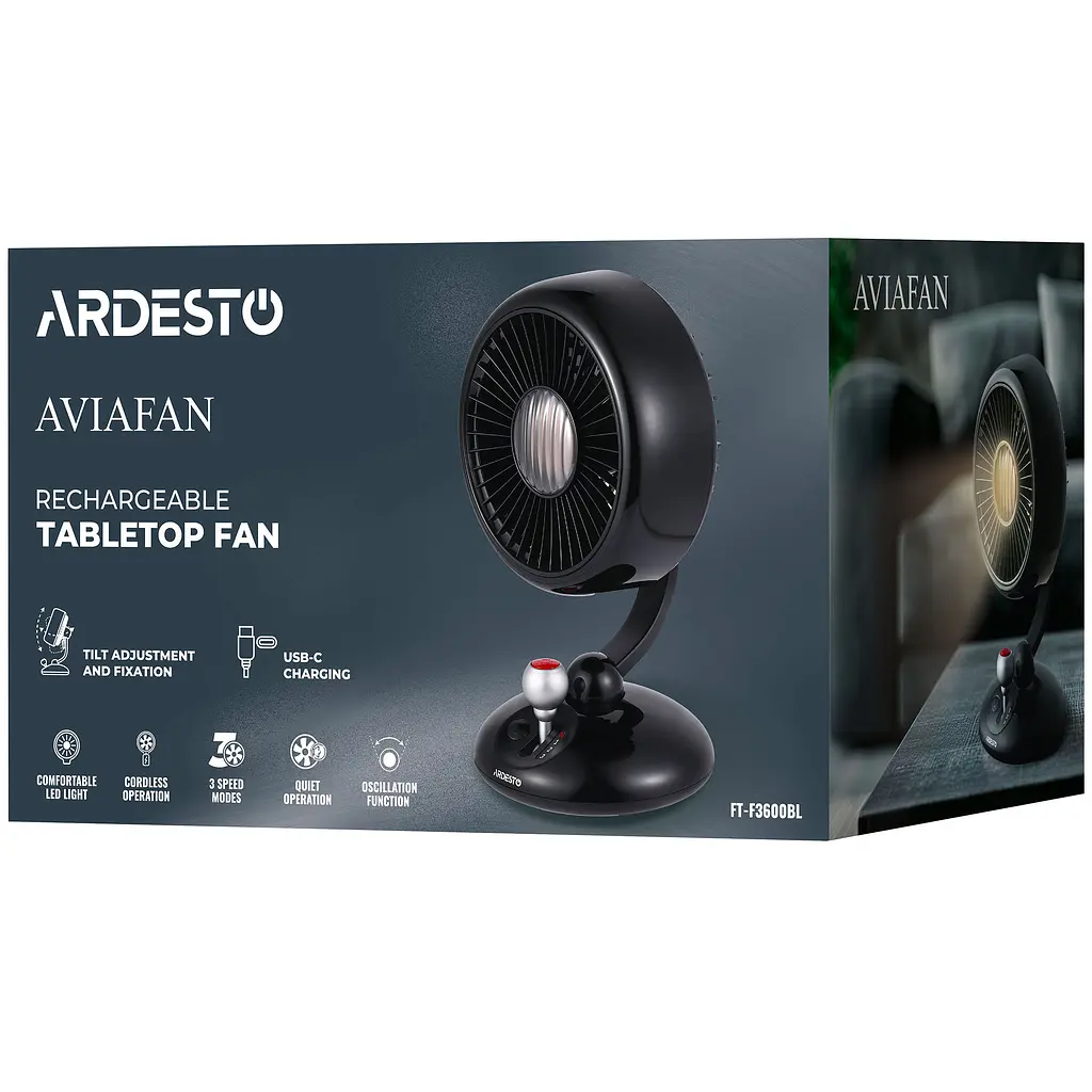 Вентилятор Ardesto AviaFan настільний 12 см чорний (FT-F3600BL) - фото 8