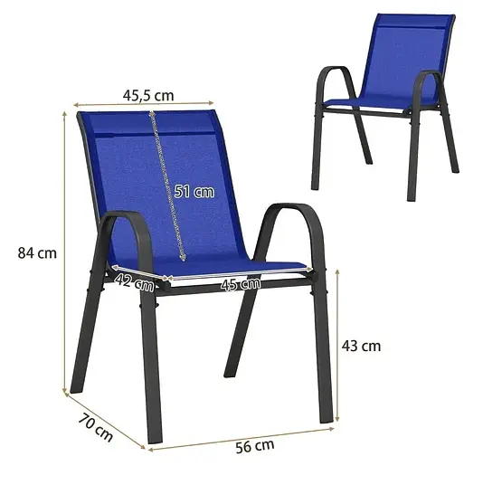 Комплект садових стільців Costway Patio з підлокітниками синій - фото 4