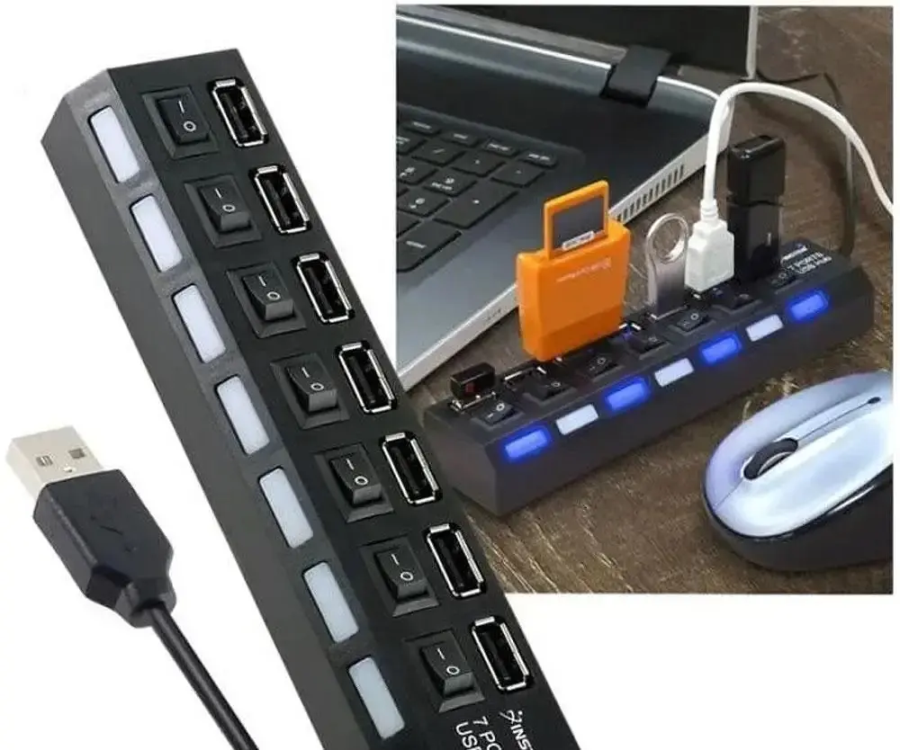 USB хаб Combi концентратор на 7 портів з підсвічуванням  - фото 5