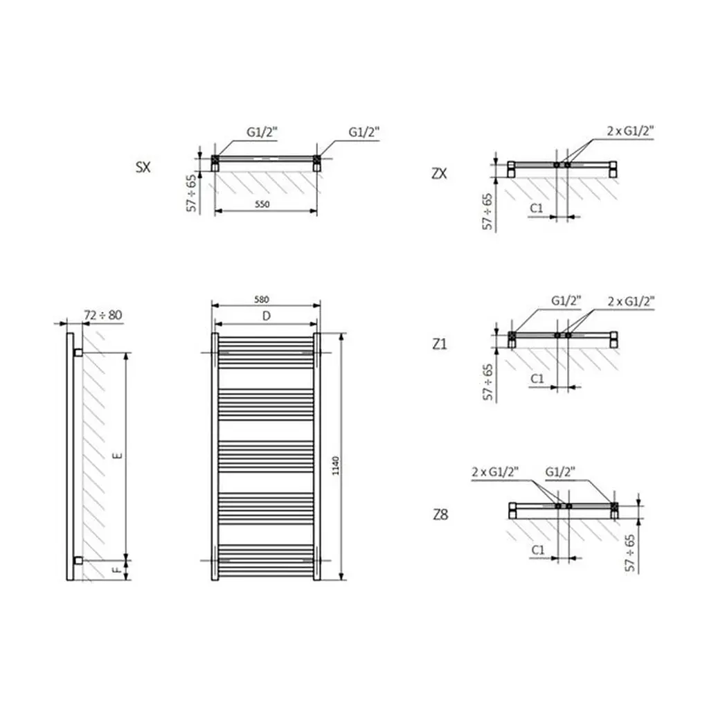 Сушарка для рушників Terma Fiona 1140х580 (WGFIN114058K9M5SX) - фото 3