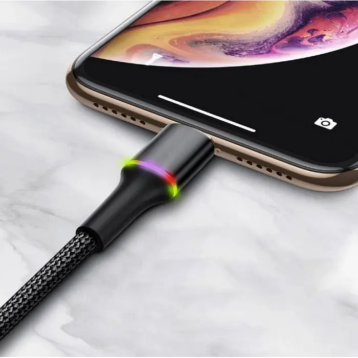 Кабель для заряджання чорний оригінал Baseus Halo Data Lightning 2.4A 1 м CALGH-B01 - фото 4