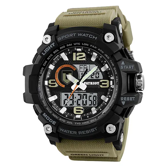 Чоловічий наручний годинник 012BKKHTRO ТРО Чорні з хакі + Коробка. Patriot acs0031010 - фото 6