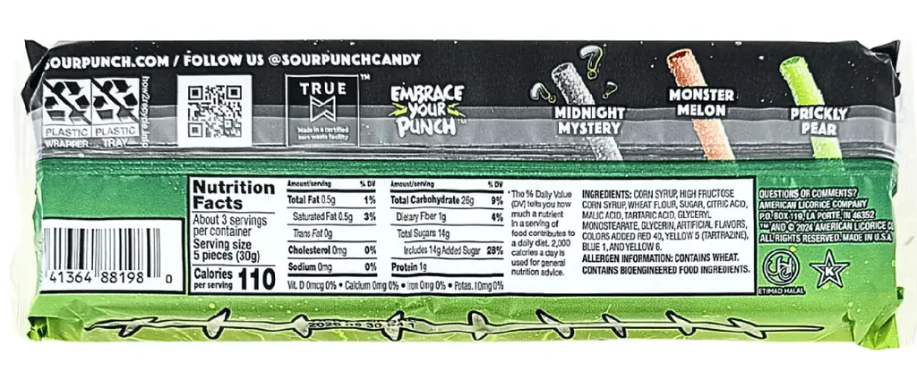 Кислі жувальні цукерки Sour Punch Frankenstraws 91г - фото 3