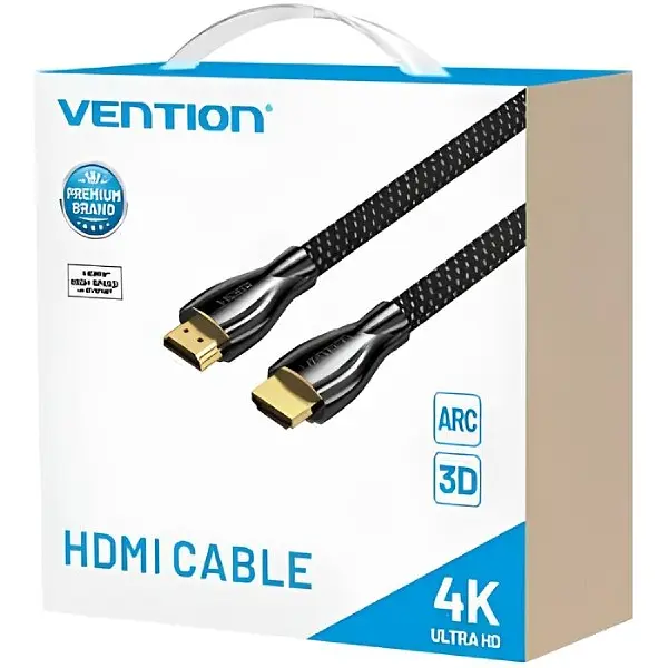 Кабель HDMI M - M, 12.0 м, V2.0, 4K 60Гц, обплетення, Zinc Alloy Type чорний Vention - фото 3