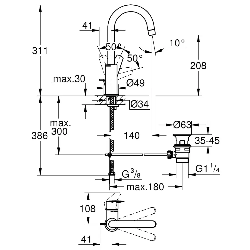 Змішувач для раковини Grohe QuickFix StartEdge L-Size 24201001, Хром - фото 2