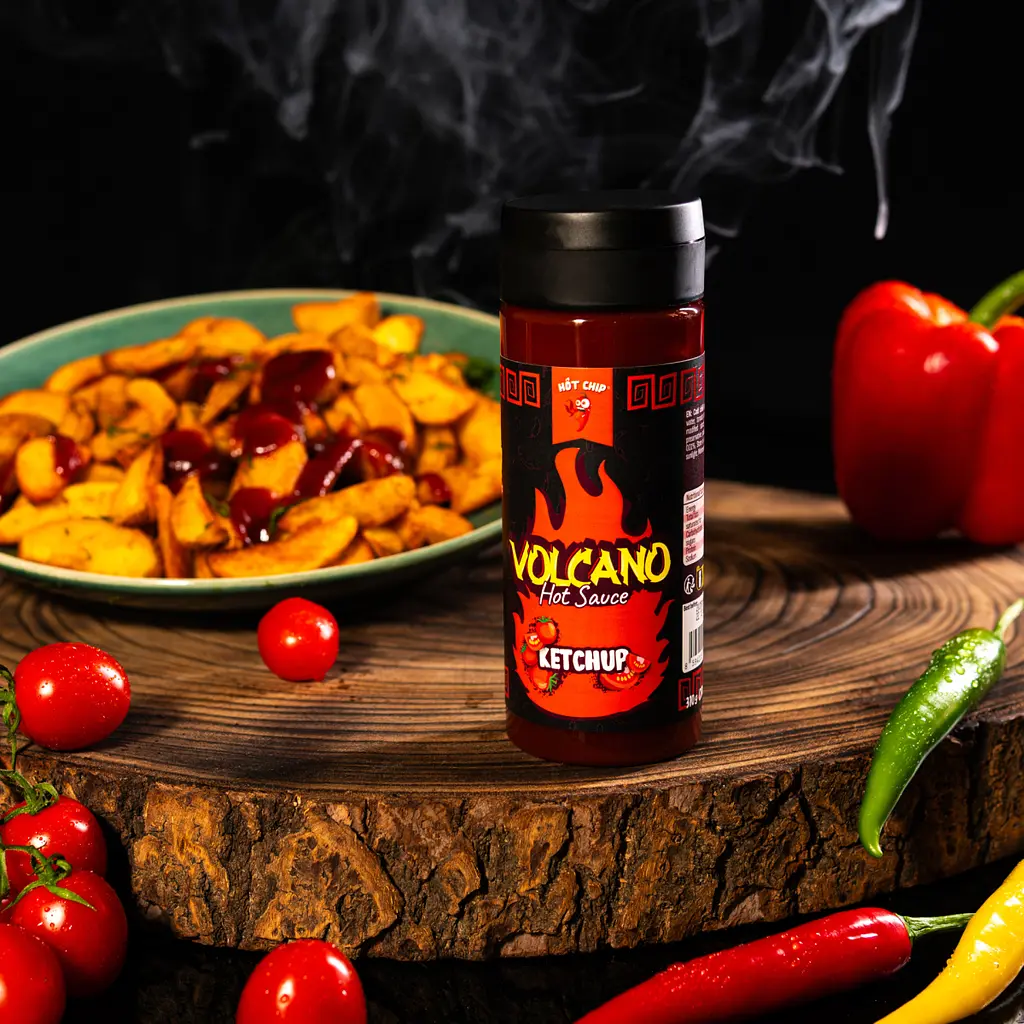 Гострий кетчуп Volcano Chilli Ketchup Hot Chip 270 мл - фото 2