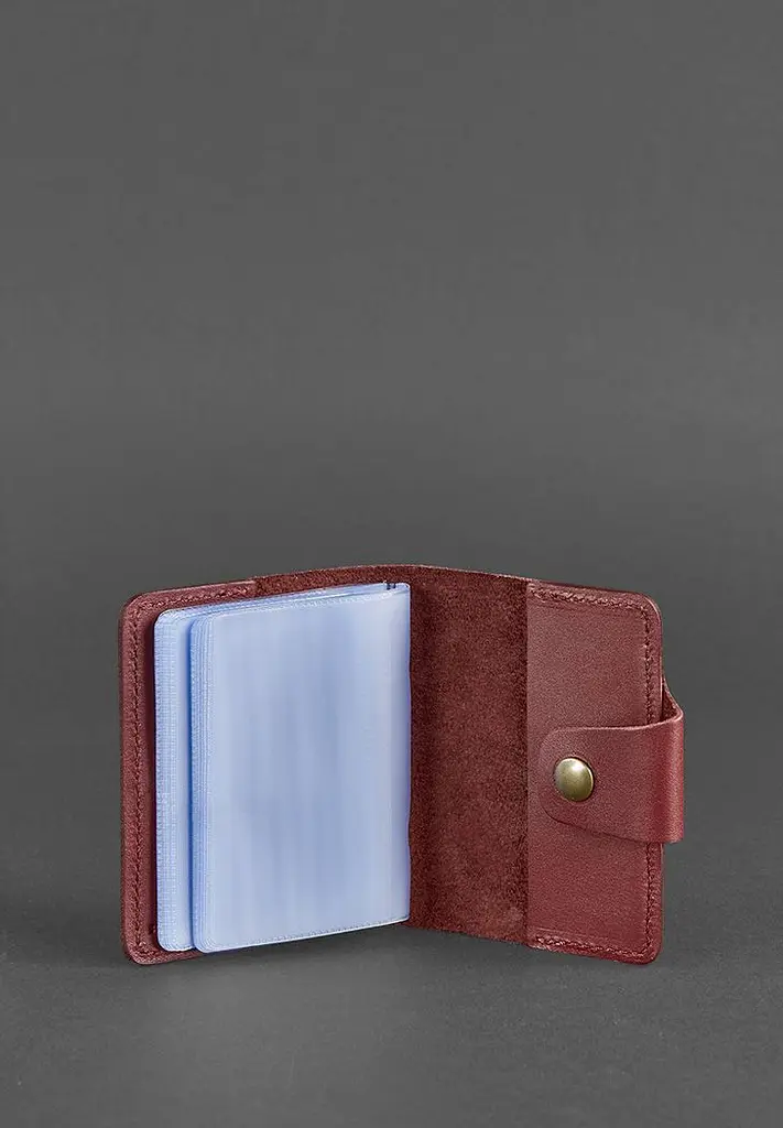 Жіночий шкіряний кард-кейс 7.1 (Книжечка) бордовий - фото 4