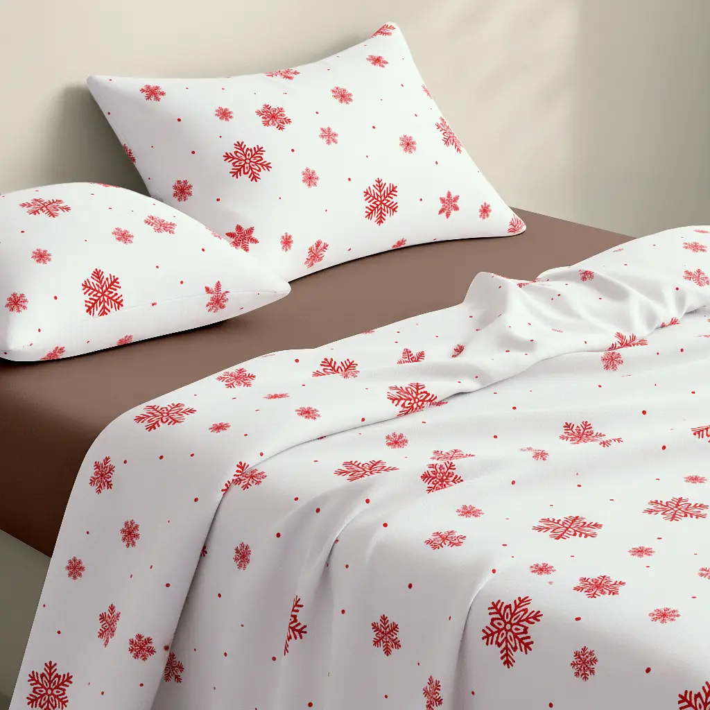 Сімейний комплект фланель з простирадлом на резинці SNOWFLAKES BERRY CS2 COSAS (4822052479551) - фото 2