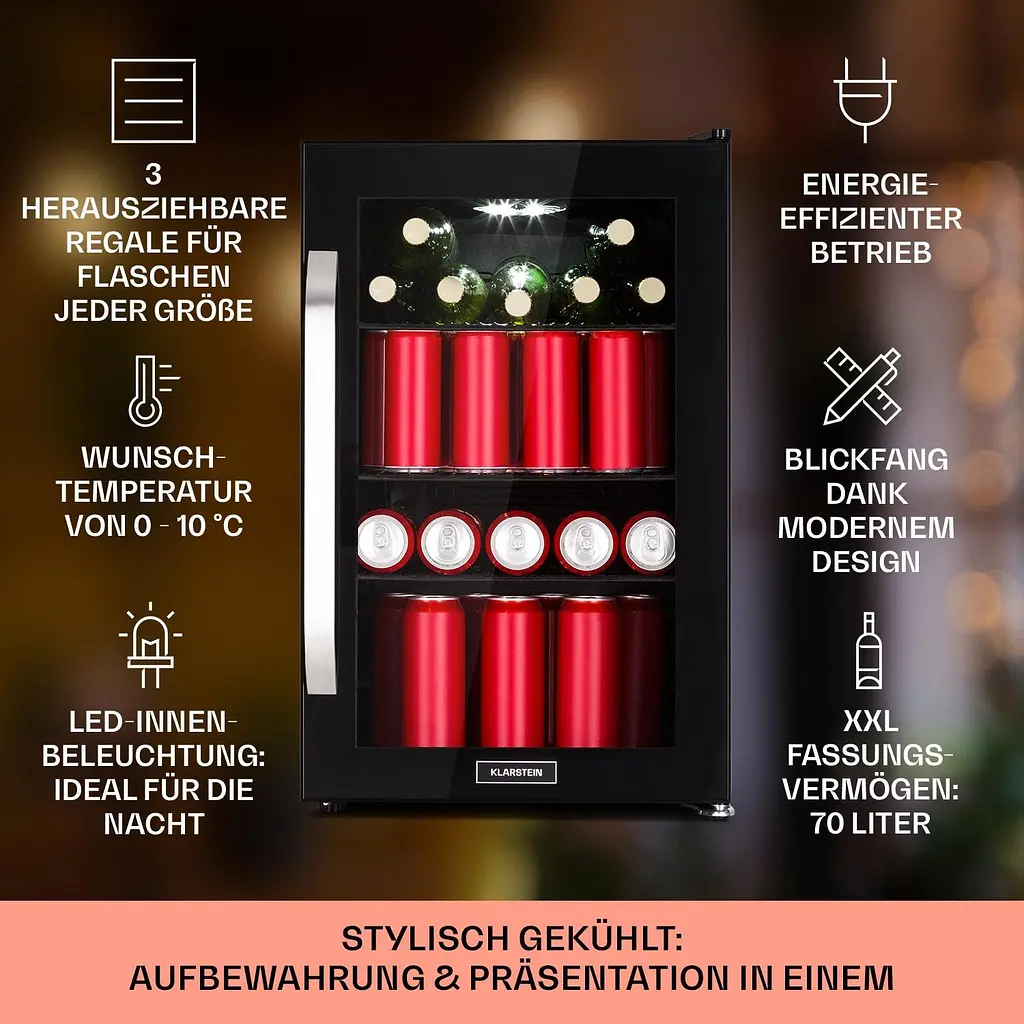 Холодильник для напитков Klarstein Beersafe 70 Beer Time Edition (10046063) - фото 2