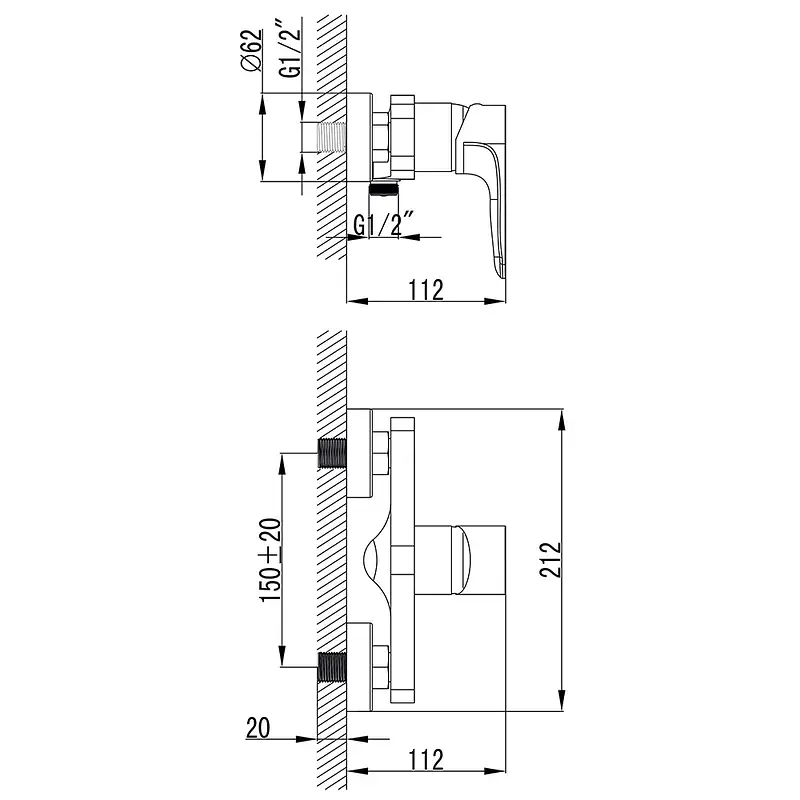 Змішувач MAGGIORE Ø40 для душу CORSO 9608300 (BE-1D122C) - фото 3