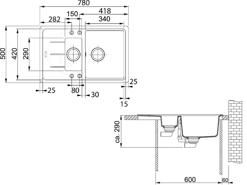 Кухонная мойка Franke Basis BFG 651-78 (114.0667.448) гранитная - врезная - оборотная - Чёрный матовый - фото 2