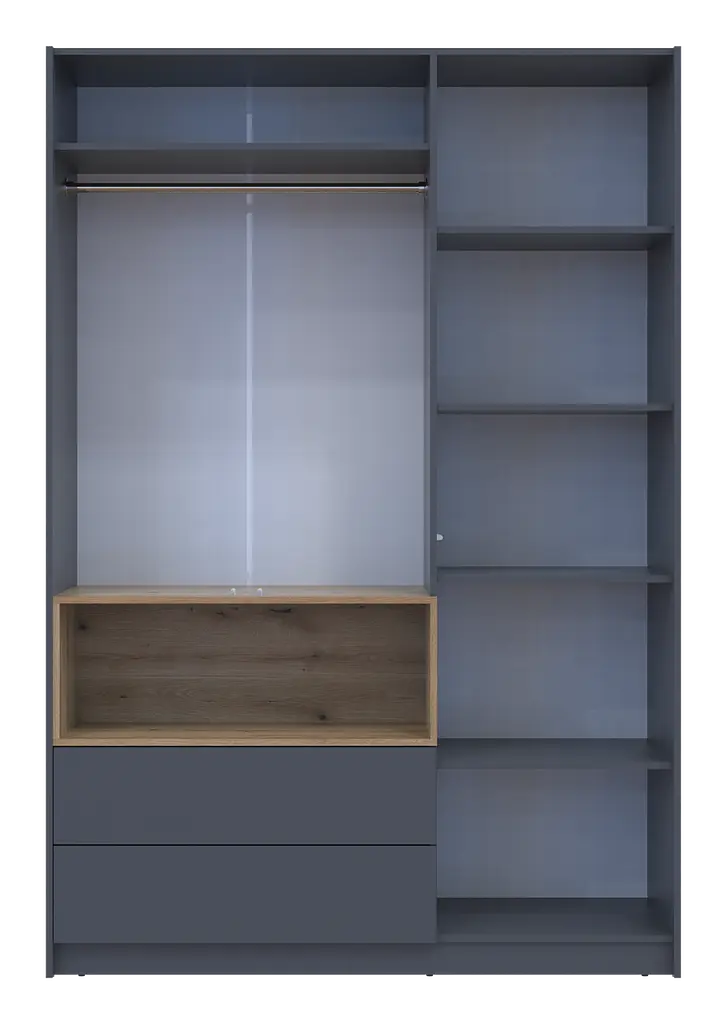Шафа для одягу з нішою Doros Дейл Графіт/Дуб Евок 3 ДСП 150х52х220 (80737723) - фото 6